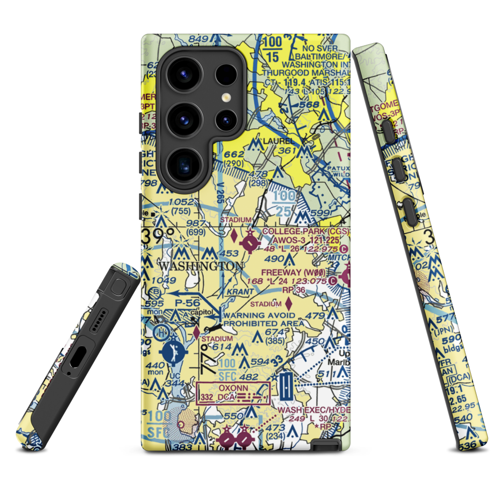College Park Airport (CGS) VFR Sectional Samsung Phone Case Samsung Galaxy S24 Ultra model shown