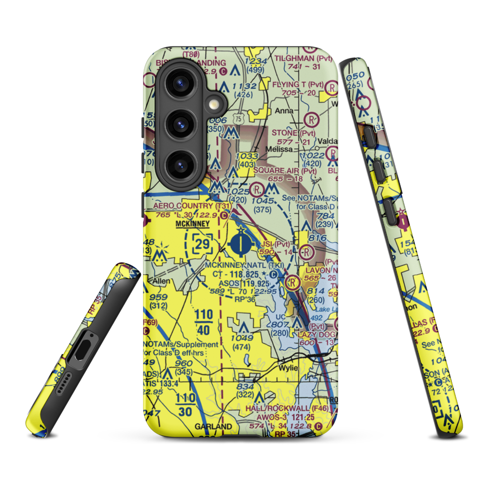 Collin County Regional At Mc Kinney Airport (TKI) VFR Sectional Samsung Phone Case Samsung Galaxy S24 Plus model shown