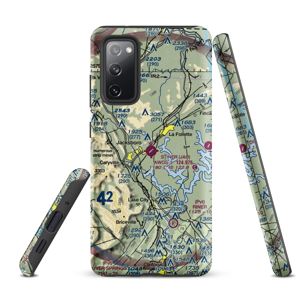 Colonel Tommy C Stiner Airfield (JAU) VFR Sectional Samsung Phone Case Samsung Galaxy S20 FE model shown