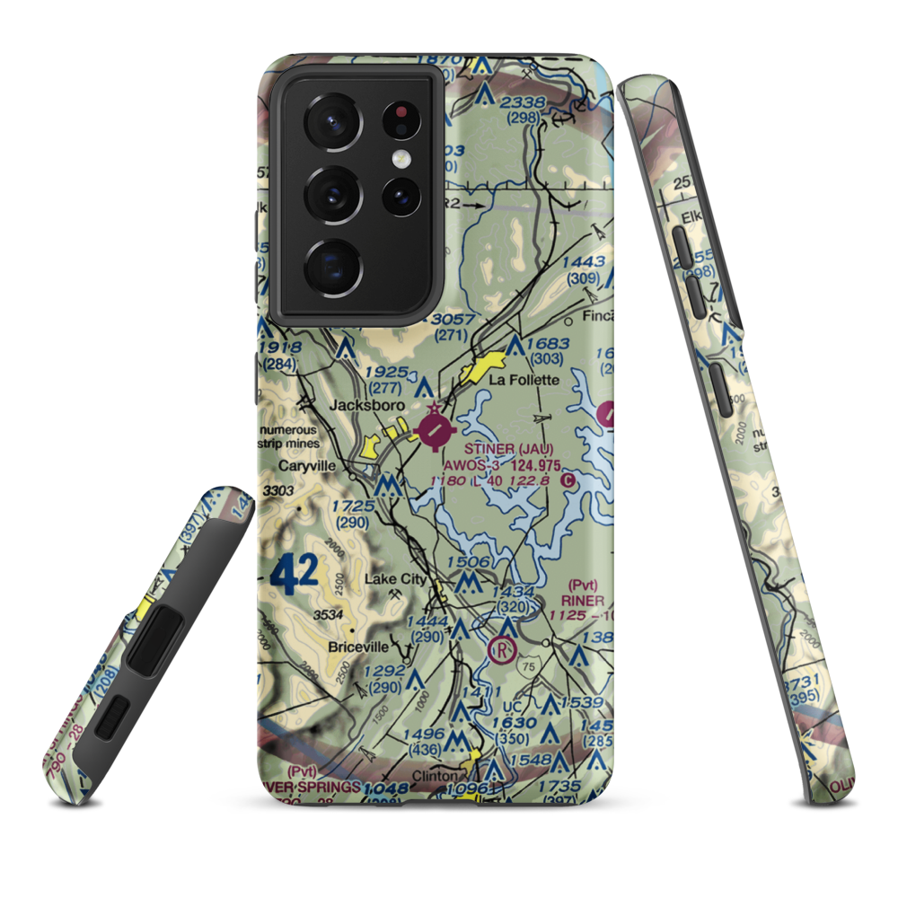 Colonel Tommy C Stiner Airfield (JAU) VFR Sectional Samsung Phone Case Samsung Galaxy S21 Ultra model shown