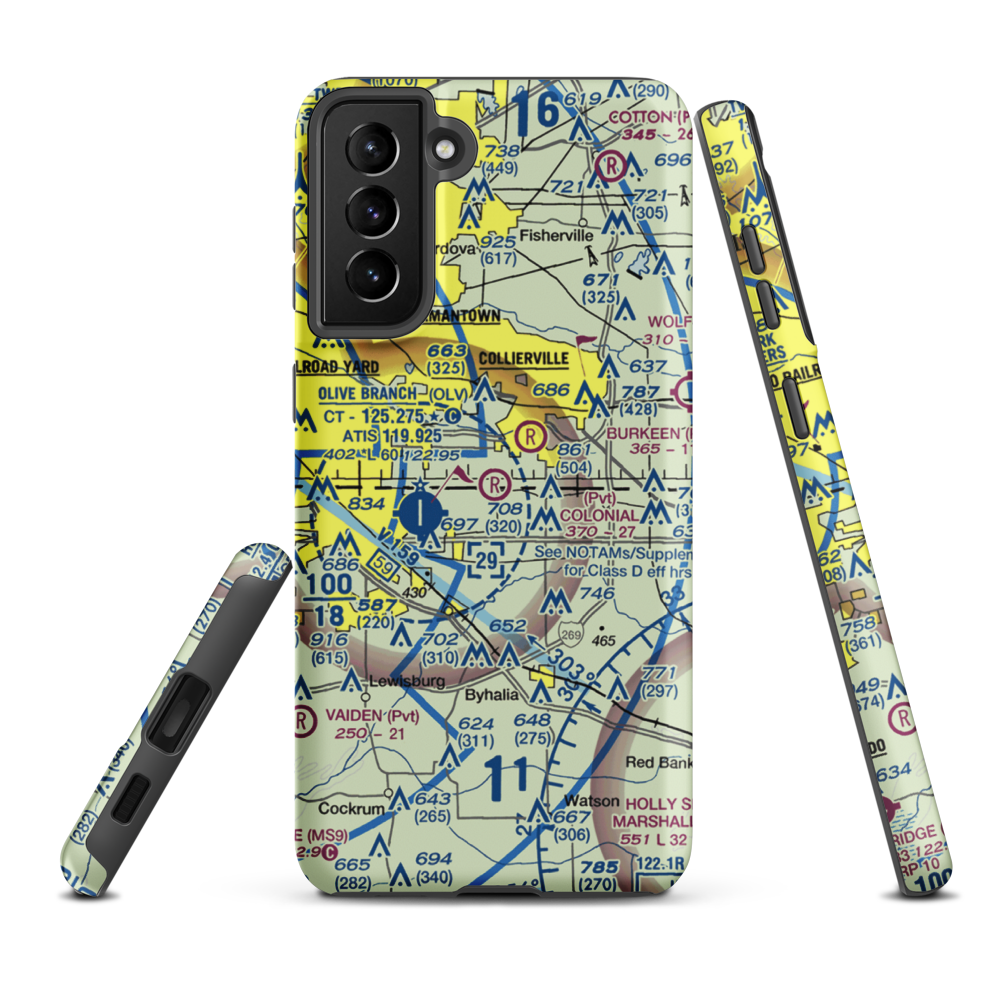 Colonial Air Park (01TN) VFR Sectional Samsung Phone Case Samsung Galaxy S21 Plus model shown