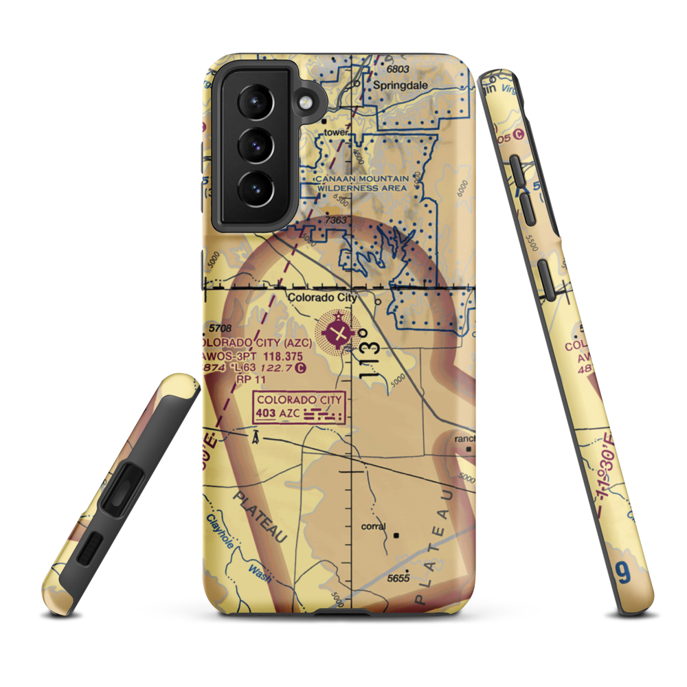 Colorado City Municipal Airport (AZC) VFR Sectional Samsung Phone Case Samsung Galaxy S21 Plus model shown