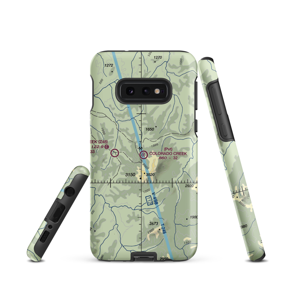 Colorado Creek Airport (KCR) VFR Sectional Samsung Phone Case Samsung Galaxy S10e model shown