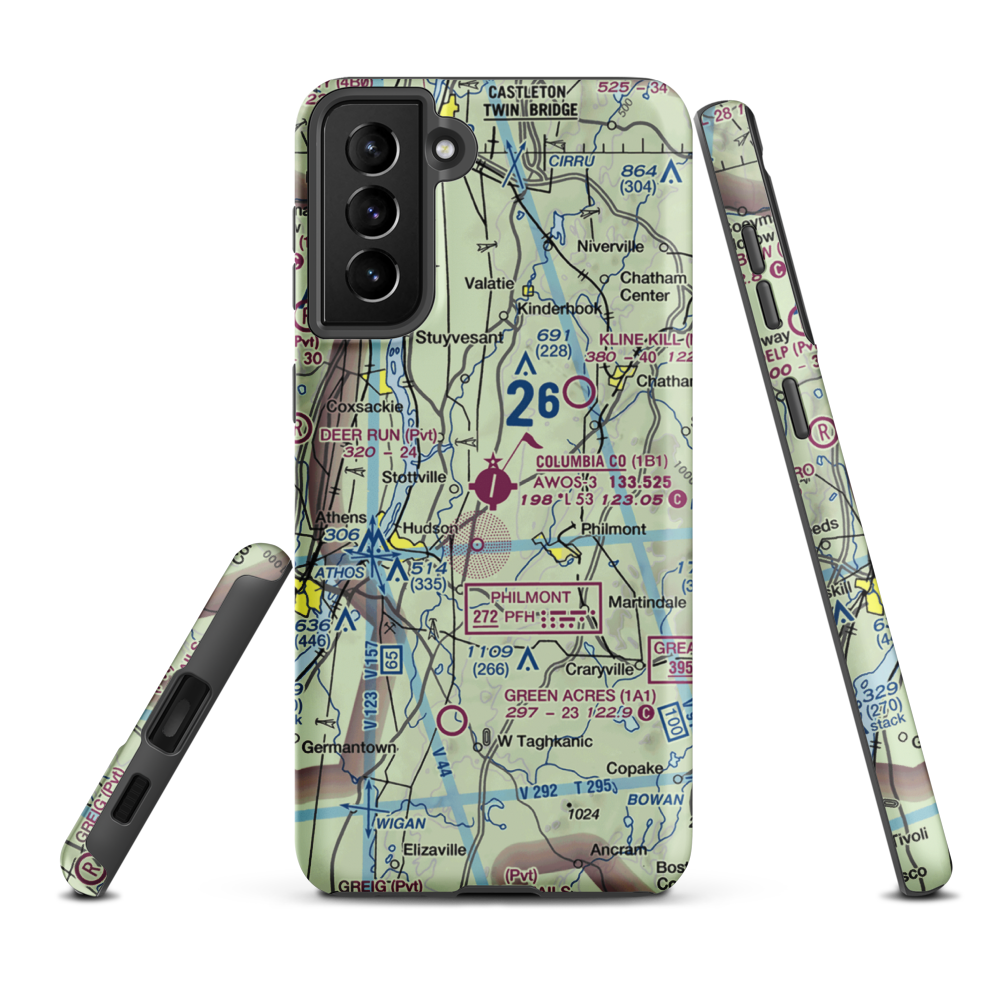 Columbia County Airport (1B1) VFR Sectional Samsung Phone Case Samsung Galaxy S21 FE model shown
