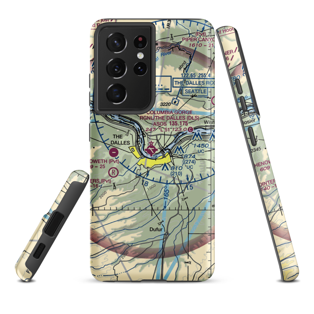 Columbia Gorge Regional the Dalles Municipal Airport (DLS) VFR Sectional Samsung Phone Case Samsung Galaxy S21 Plus model shown