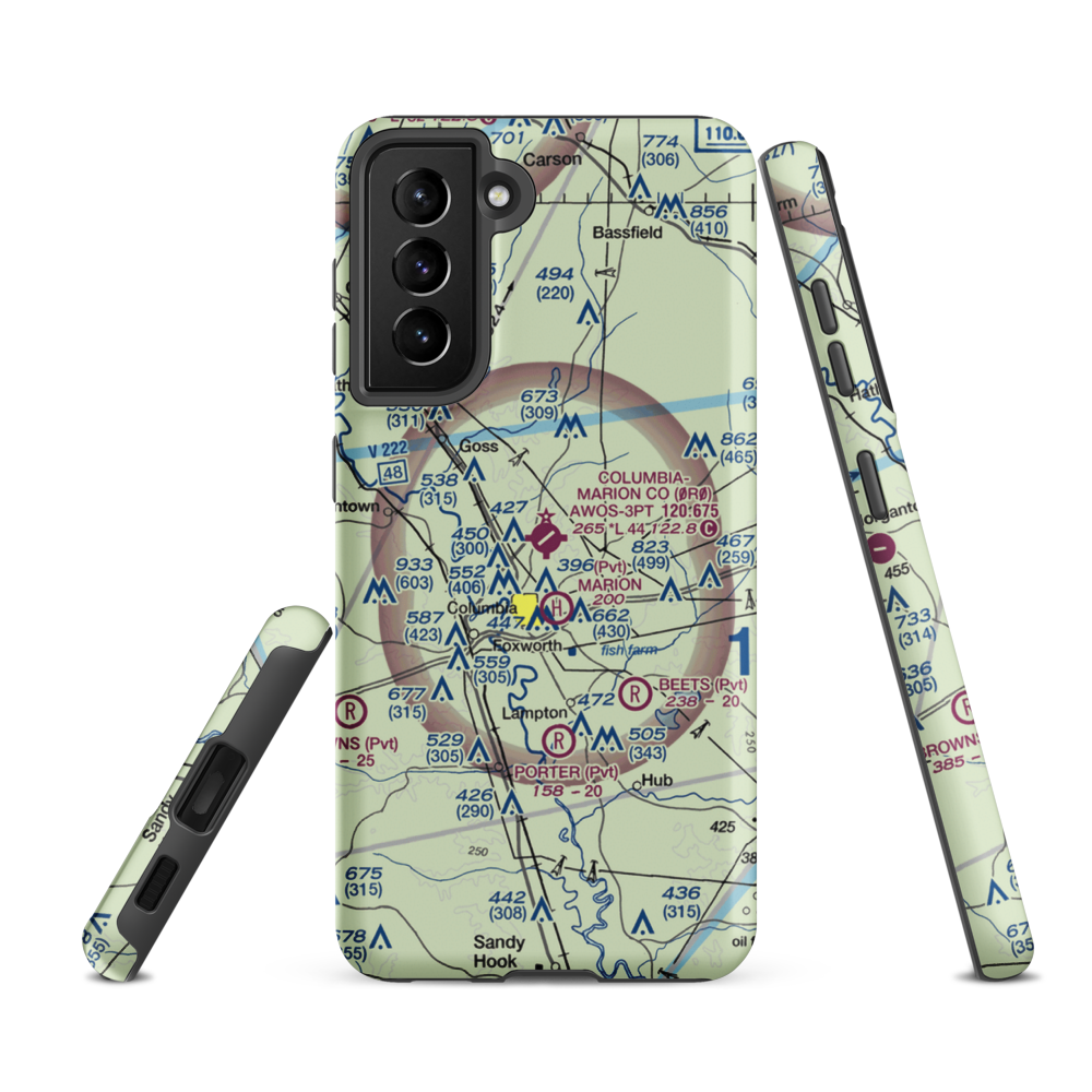 Columbia-Marion County Airport (0R0) VFR Sectional Samsung Phone Case Samsung Galaxy S21 FE model shown