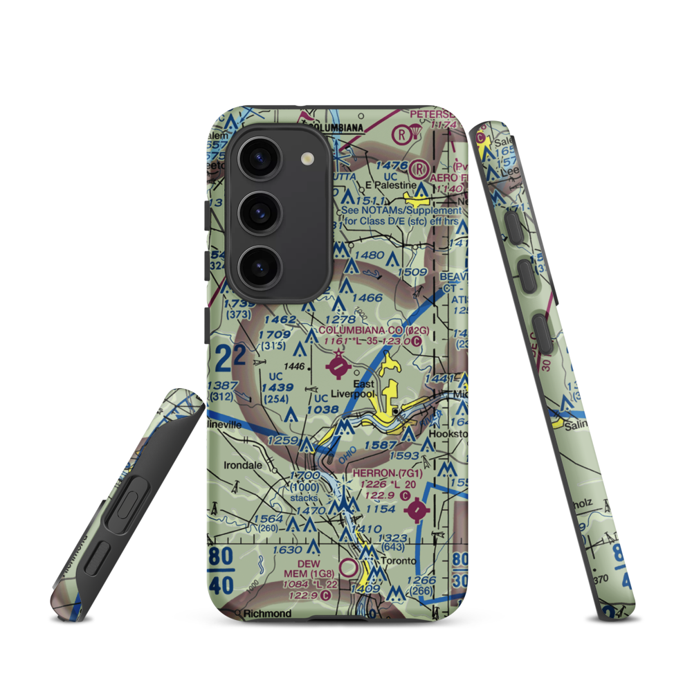 Columbiana County Airport (02G) VFR Sectional Samsung Phone Case Samsung Galaxy S23 model shown