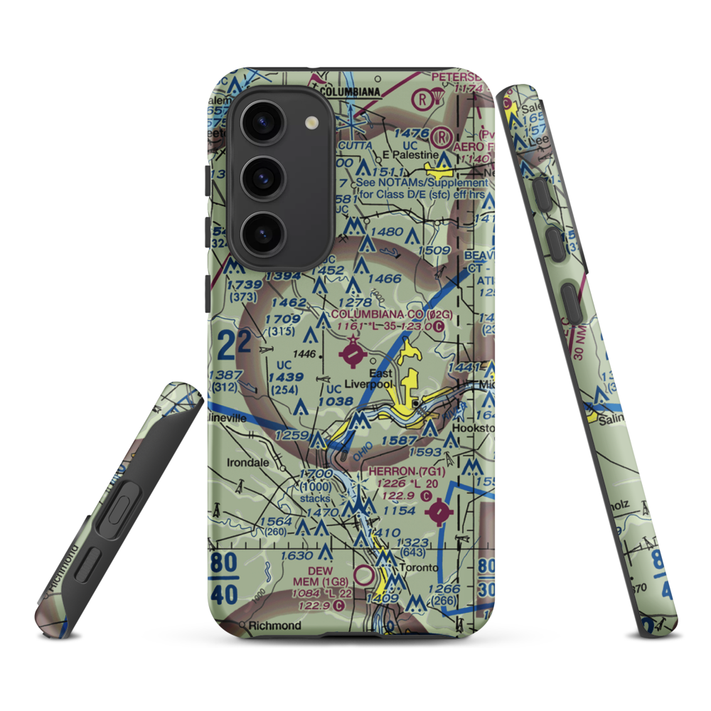 Columbiana County Airport (02G) VFR Sectional Samsung Phone Case Samsung Galaxy S23 Plus model shown