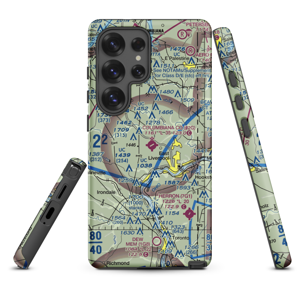 Columbiana County Airport (02G) VFR Sectional Samsung Phone Case Samsung Galaxy S25 Ultra model shown
