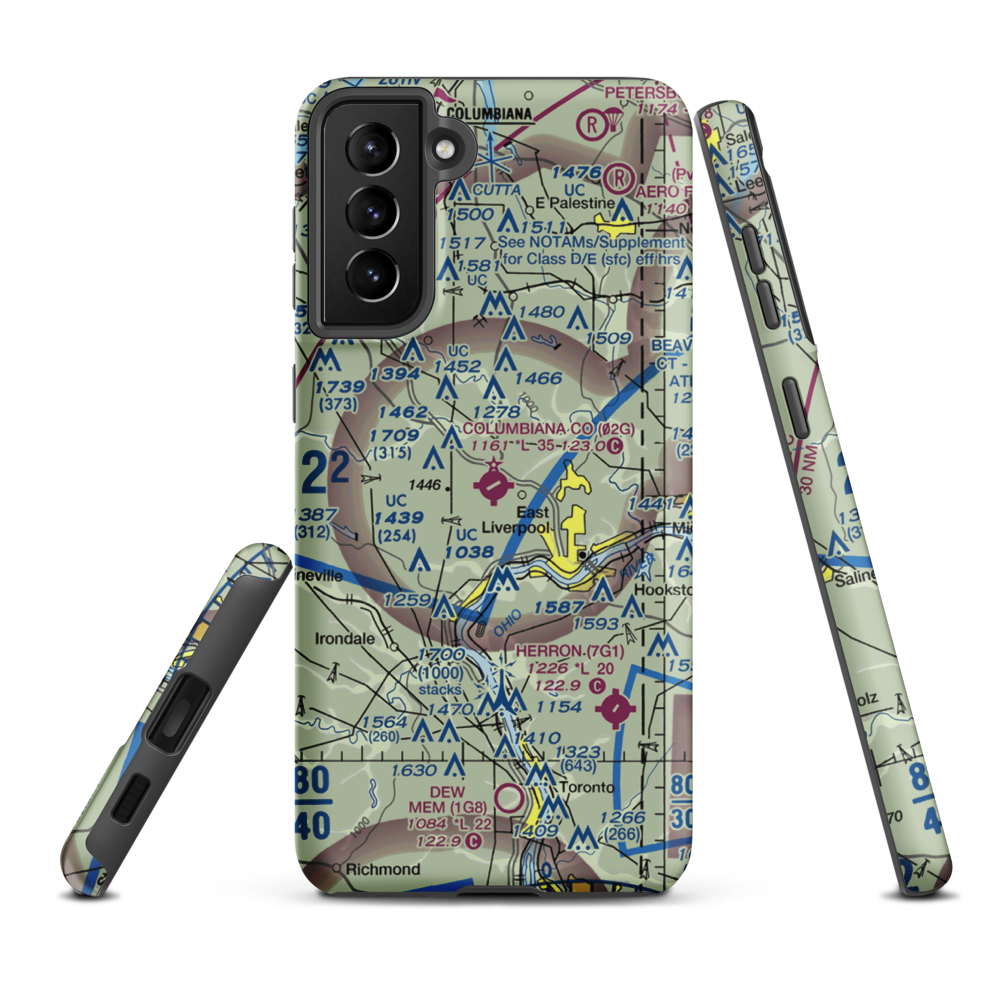 Columbiana County Airport (02G) VFR Sectional Samsung Phone Case Samsung Galaxy S21 Plus model shown