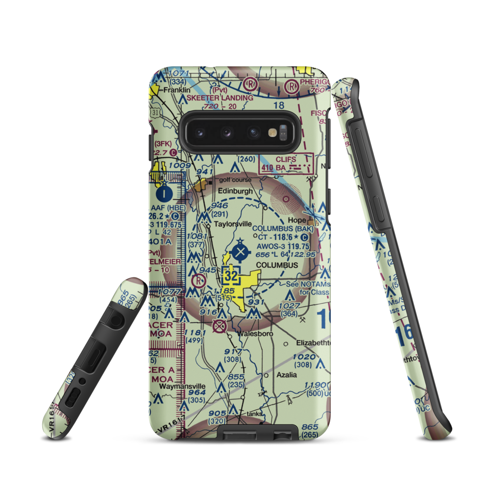 Columbus Municipal Airport (BAK) VFR Sectional Samsung Phone Case Samsung Galaxy S10 model shown