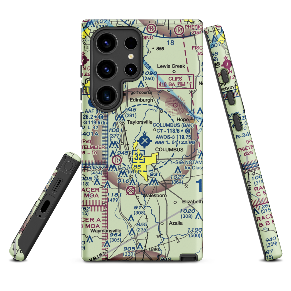 Columbus Municipal Airport (BAK) VFR Sectional Samsung Phone Case Samsung Galaxy S24 Ultra model shown