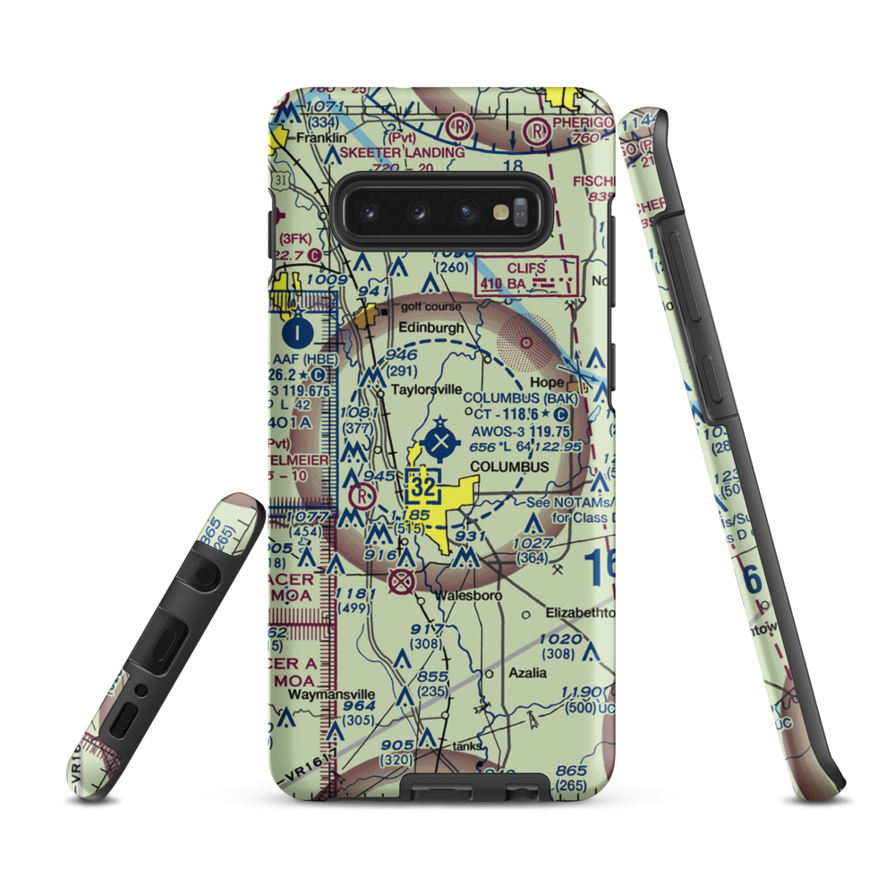 Columbus Municipal Airport (BAK) VFR Sectional Samsung Phone Case Samsung Galaxy S10 Plus model shown