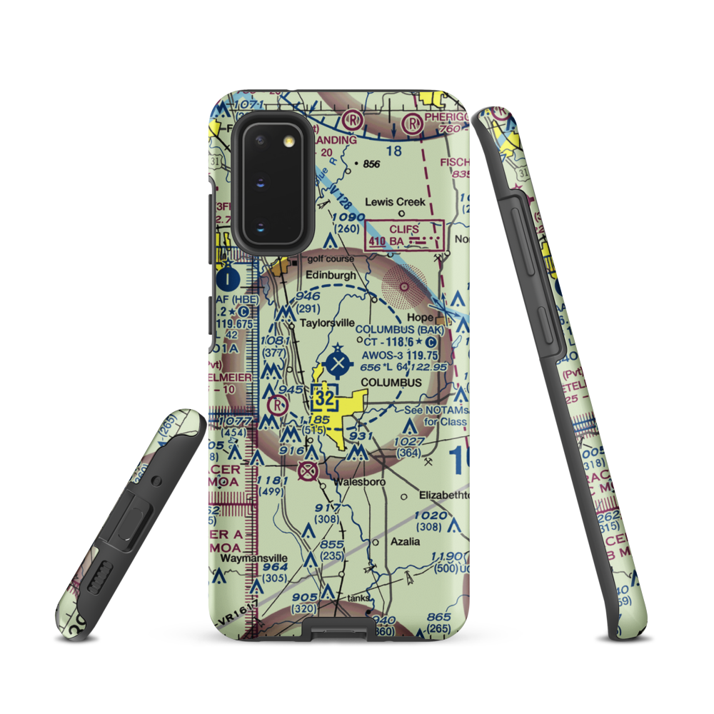 Columbus Municipal Airport (BAK) VFR Sectional Samsung Phone Case Samsung Galaxy S20 model shown