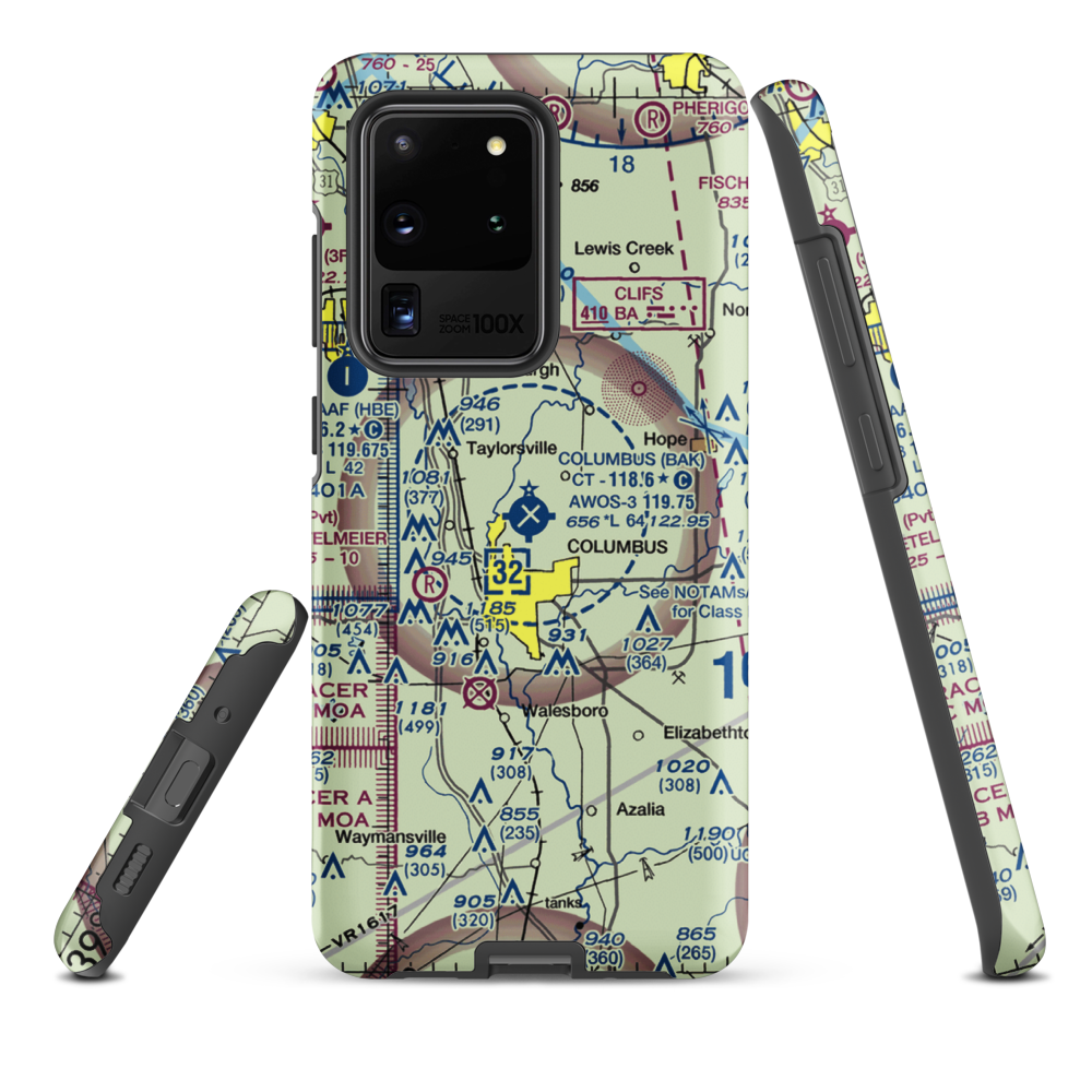 Columbus Municipal Airport (BAK) VFR Sectional Samsung Phone Case Samsung Galaxy S20 Ultra model shown