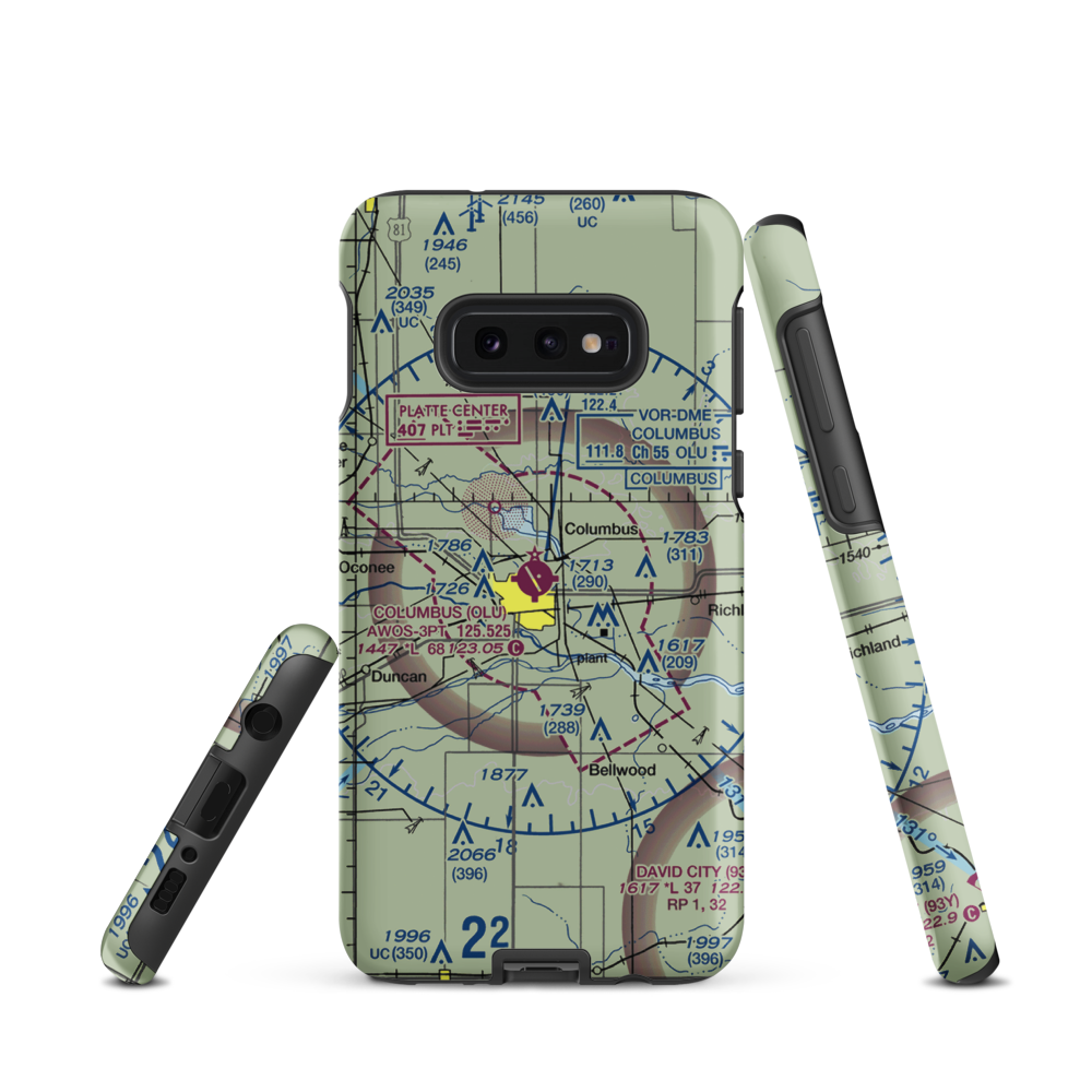 Columbus Municipal Airport (OLU) VFR Sectional Samsung Phone Case Samsung Galaxy S10 Plus model shown