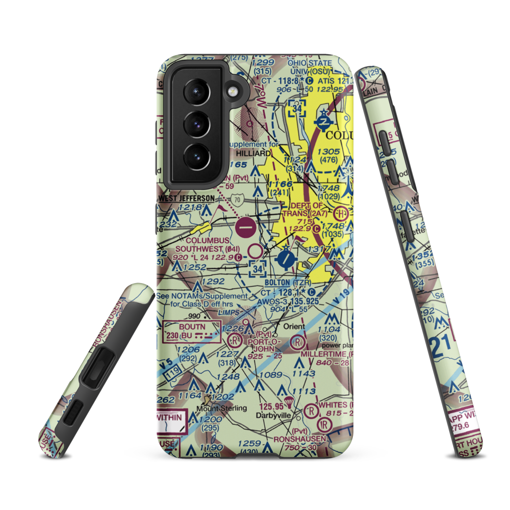 Columbus Southwest Airport (04I) VFR Sectional Samsung Phone Case Samsung Galaxy S21 FE model shown