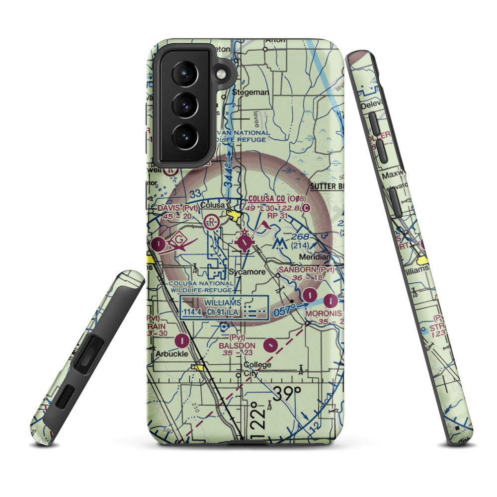 Colusa County Airport (O08) VFR Sectional Samsung Phone Case Samsung Galaxy S21 FE model shown