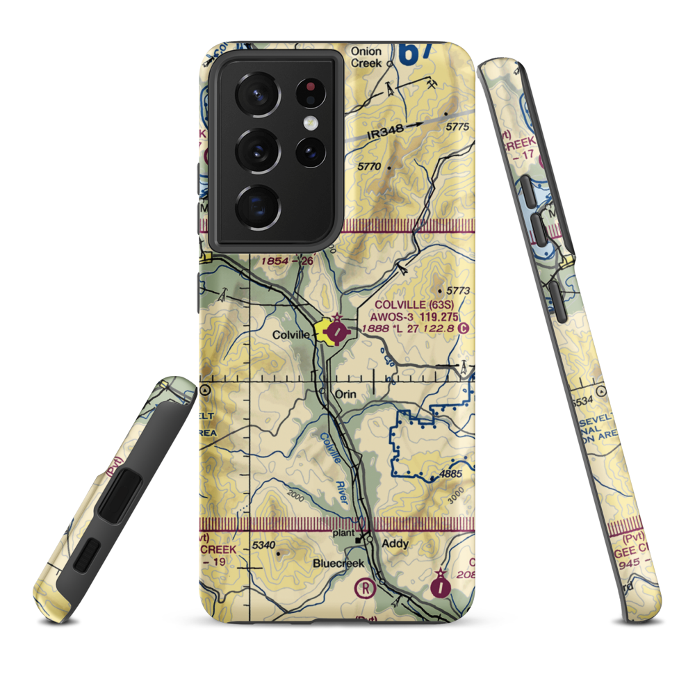 Colville Municipal Airport (63S) VFR Sectional Samsung Phone Case Samsung Galaxy S21 Plus model shown
