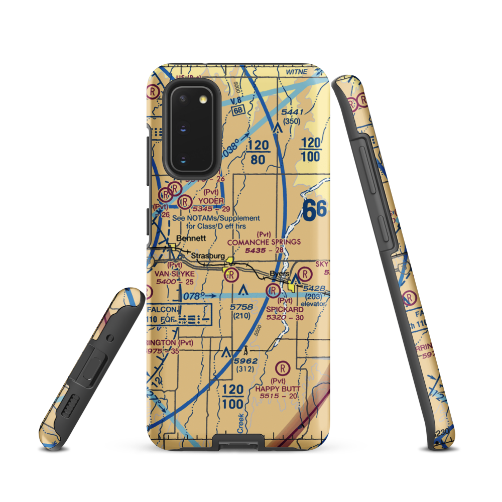Comanche Airfield Llc Airport (CO38) VFR Sectional Samsung Phone Case Samsung Galaxy S20 model shown
