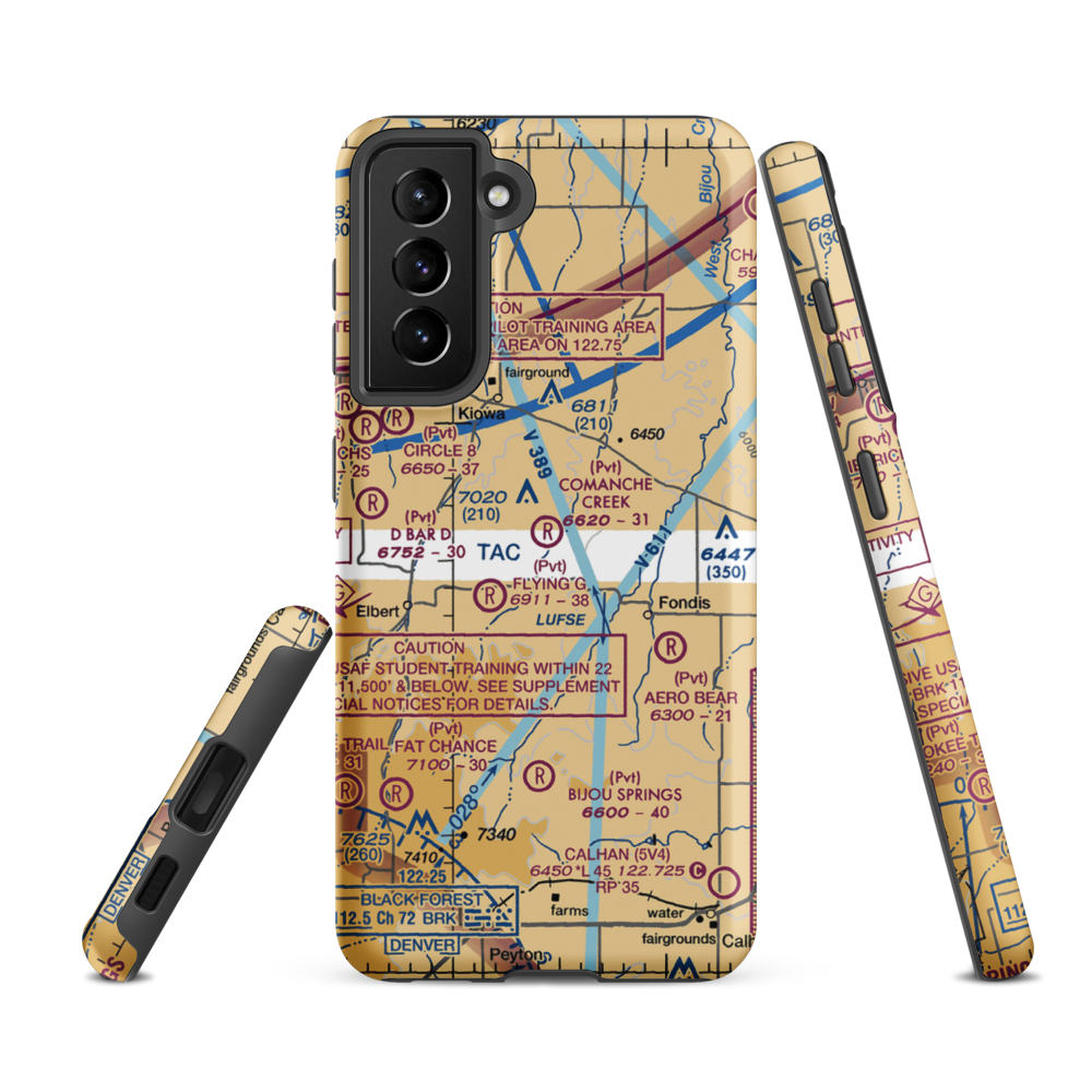 Comanche Creek Airport (07CO) VFR Sectional Samsung Phone Case Samsung Galaxy S21 FE model shown