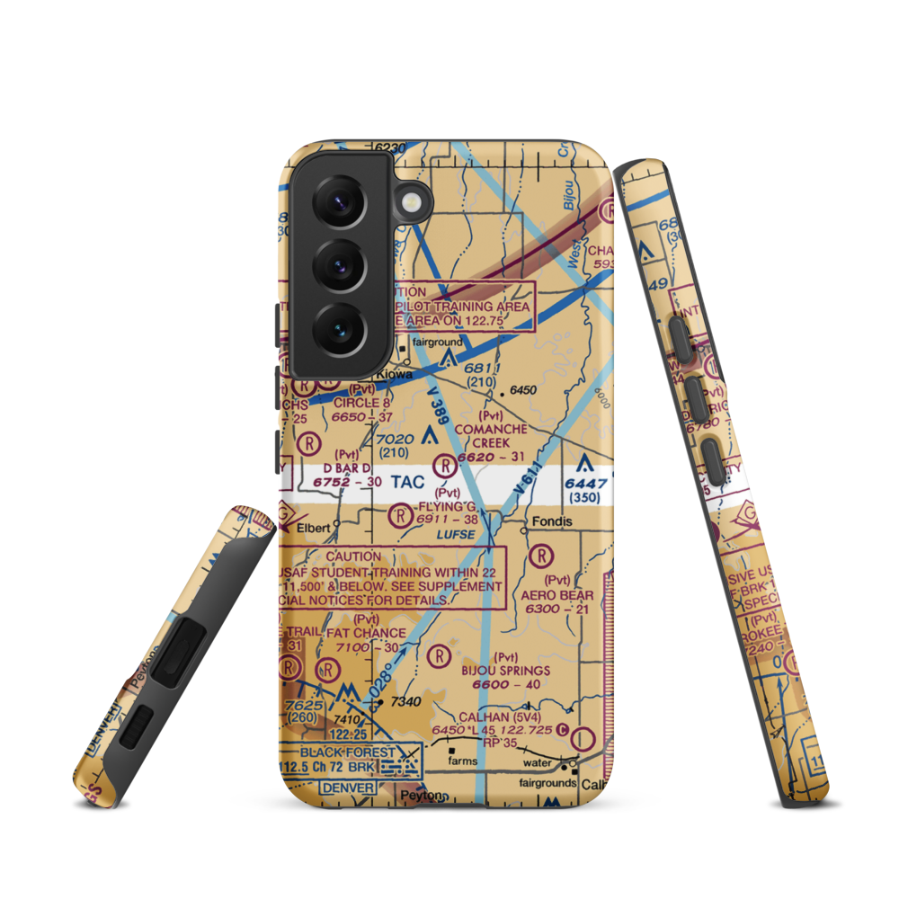 Comanche Creek Airport (07CO) VFR Sectional Samsung Phone Case Samsung Galaxy S22 model shown