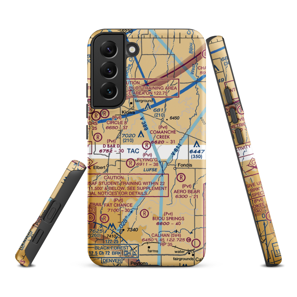 Comanche Creek Airport (07CO) VFR Sectional Samsung Phone Case Samsung Galaxy S22 Plus model shown