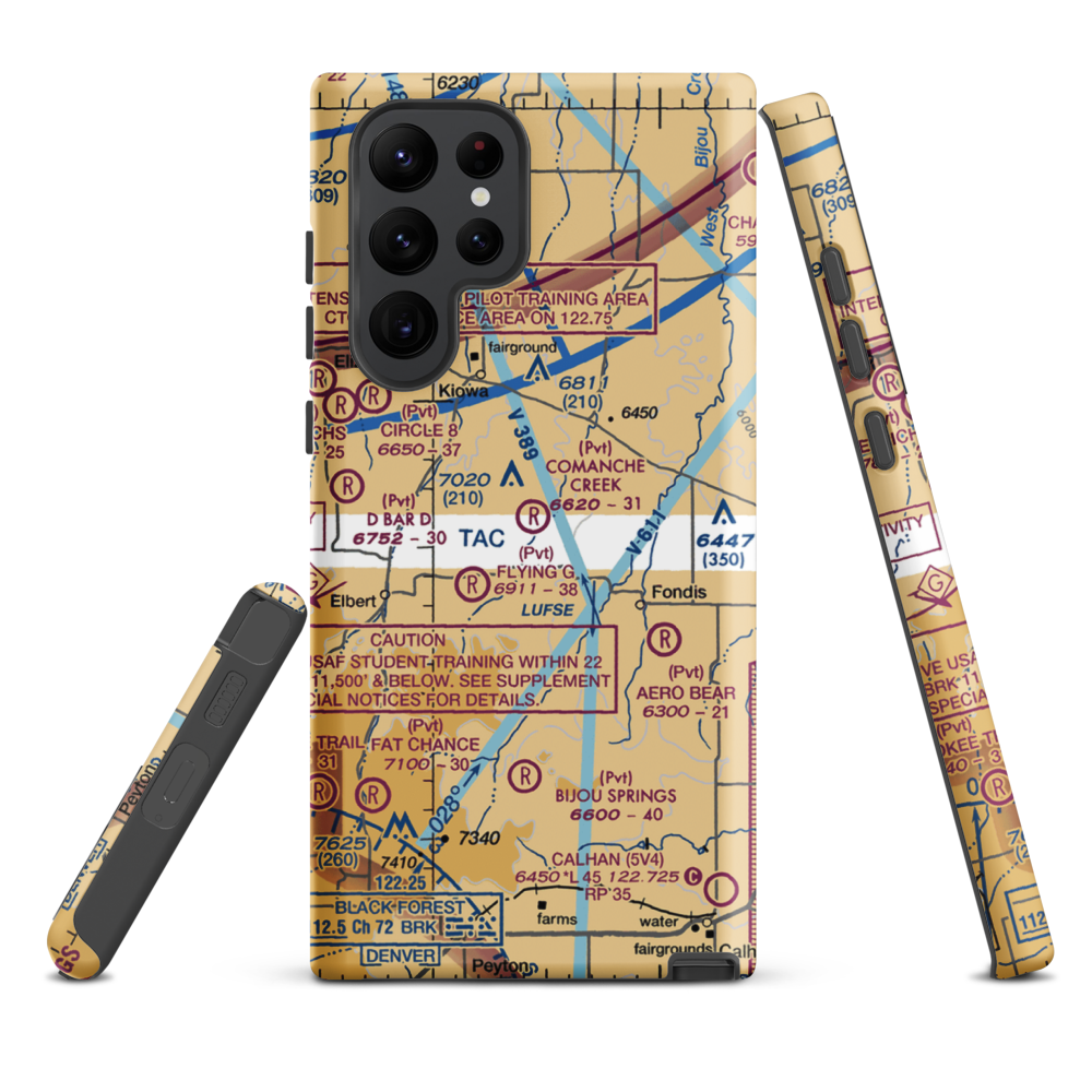 Comanche Creek Airport (07CO) VFR Sectional Samsung Phone Case Samsung Galaxy S22 Ultra model shown