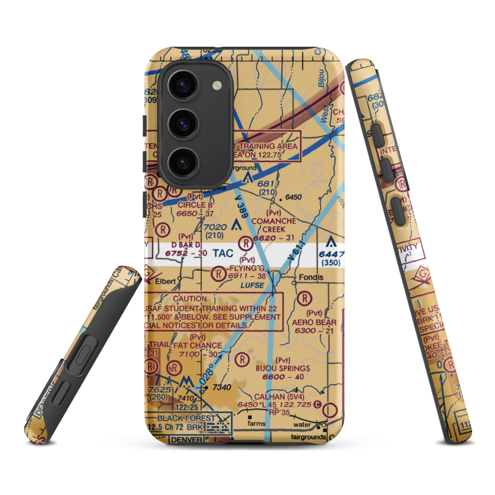 Comanche Creek Airport (07CO) VFR Sectional Samsung Phone Case Samsung Galaxy S23 Plus model shown