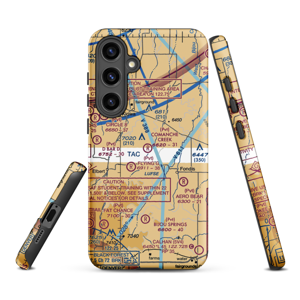 Comanche Creek Airport (07CO) VFR Sectional Samsung Phone Case Samsung Galaxy S24 Plus model shown