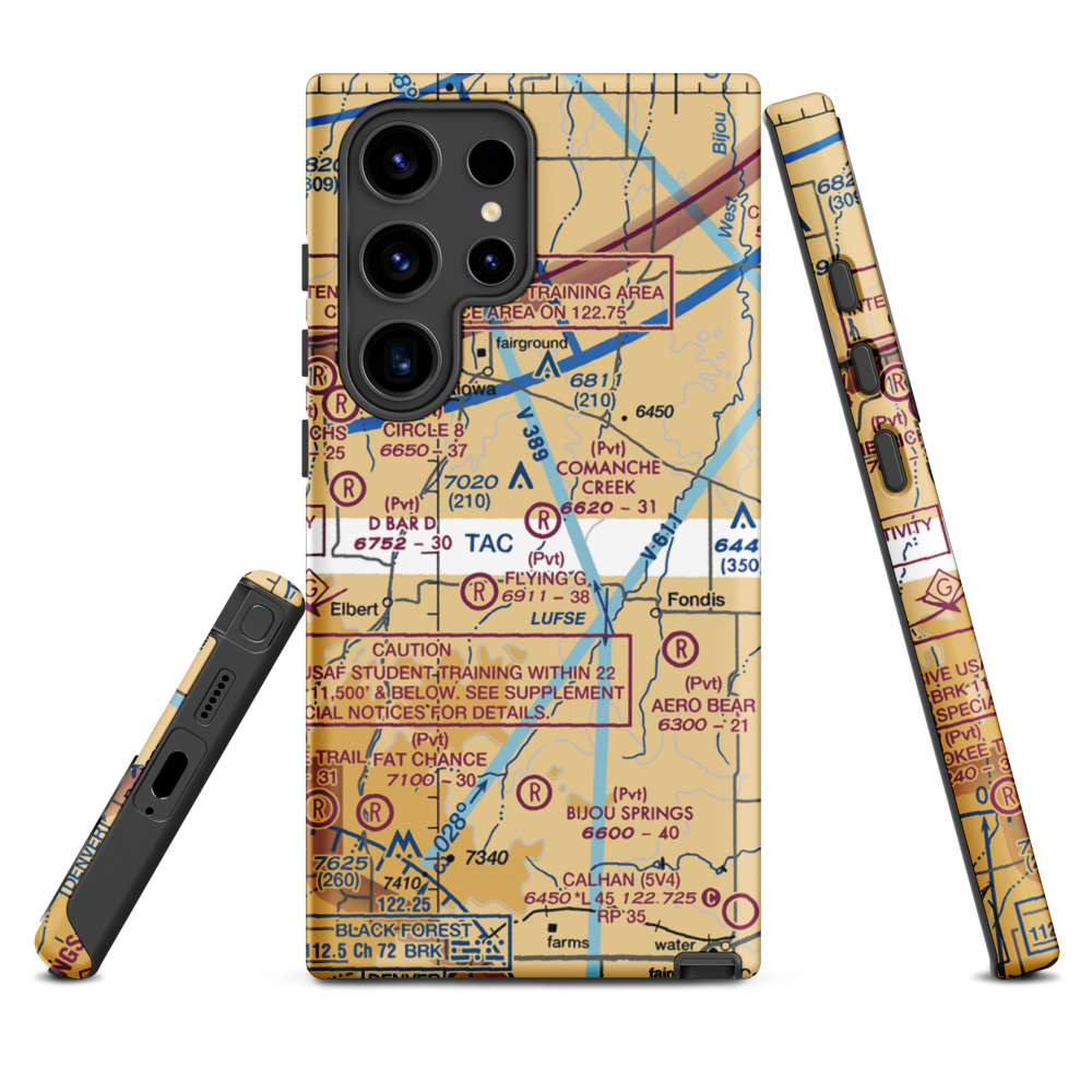 Comanche Creek Airport (07CO) VFR Sectional Samsung Phone Case Samsung Galaxy S24 Ultra model shown