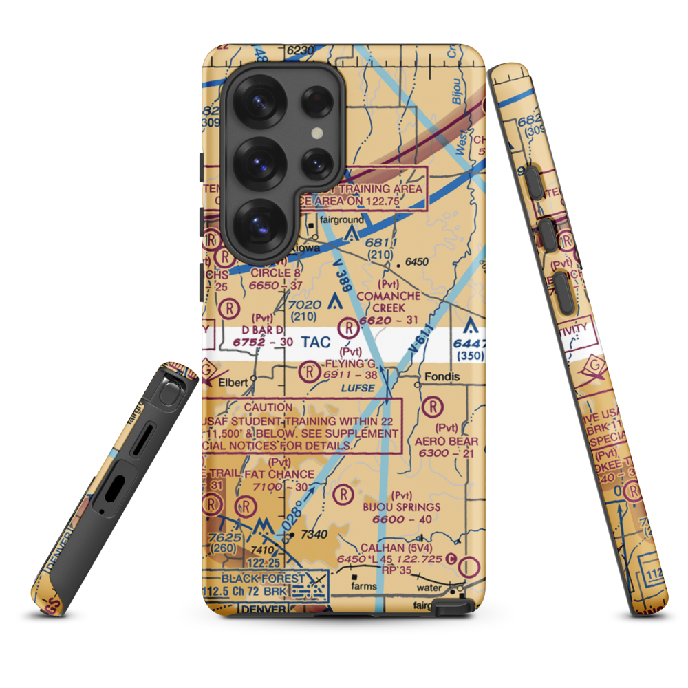 Comanche Creek Airport (07CO) VFR Sectional Samsung Phone Case Samsung Galaxy S25 Ultra model shown