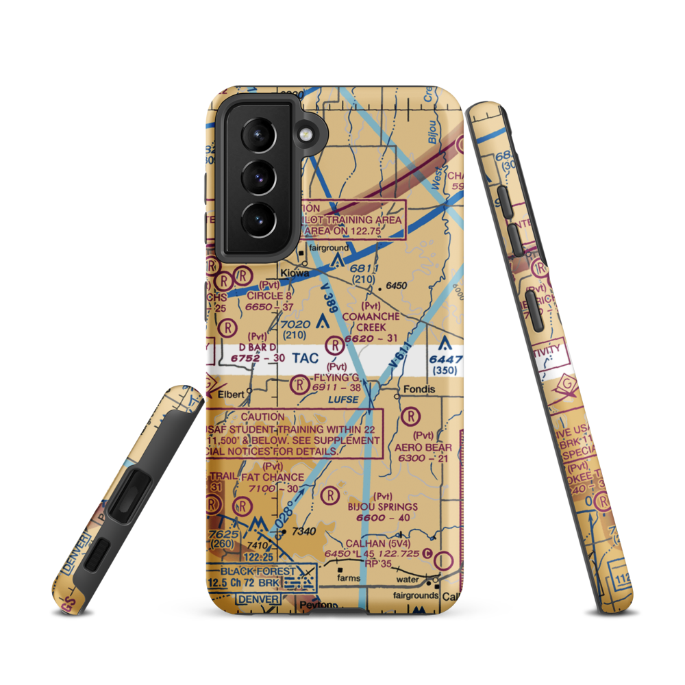 Comanche Creek Airport (07CO) VFR Sectional Samsung Phone Case Samsung Galaxy S21 model shown