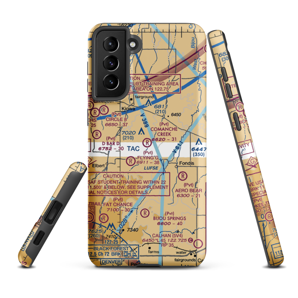Comanche Creek Airport (07CO) VFR Sectional Samsung Phone Case Samsung Galaxy S21 Plus model shown