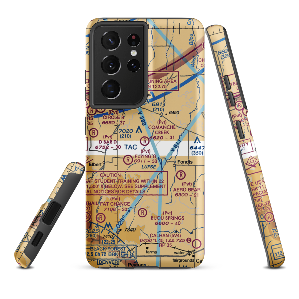 Comanche Creek Airport (07CO) VFR Sectional Samsung Phone Case Samsung Galaxy S21 Ultra model shown