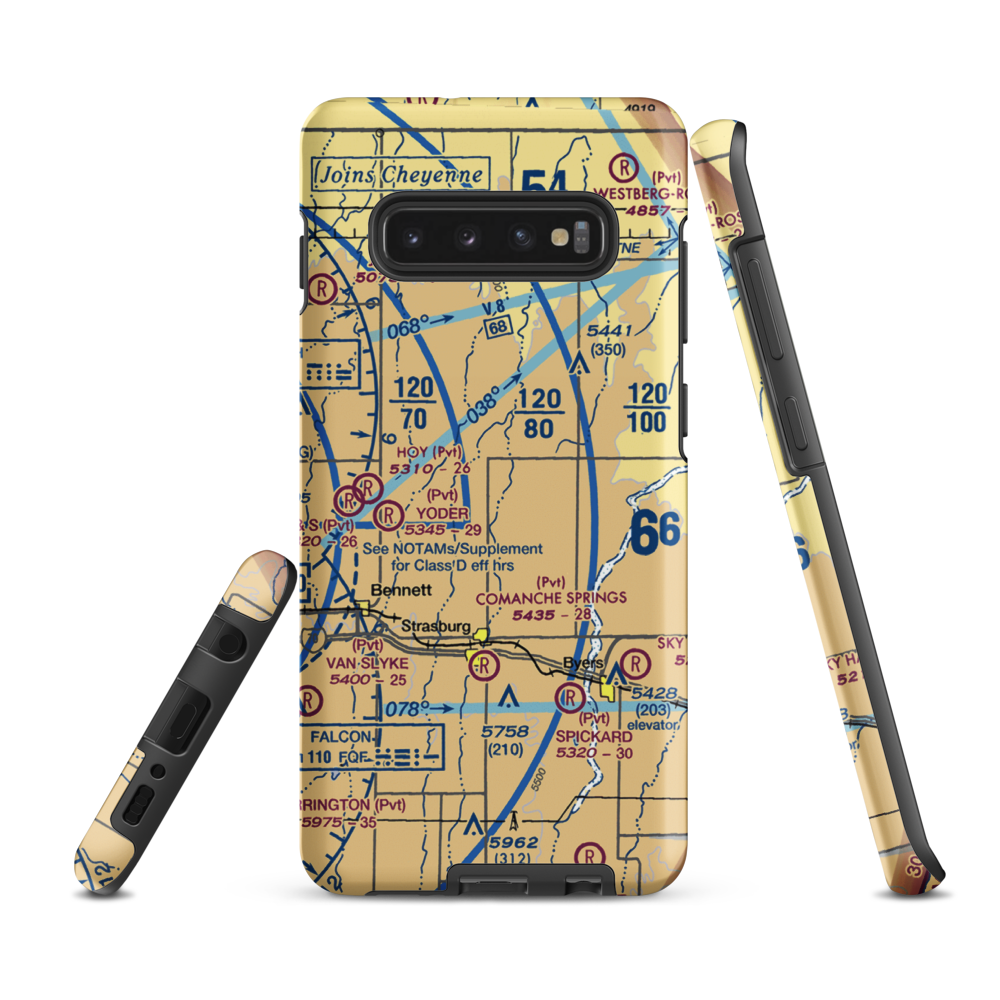 Comanche Livestock Airport (59CO) VFR Sectional Samsung Phone Case Samsung Galaxy S10 Plus model shown