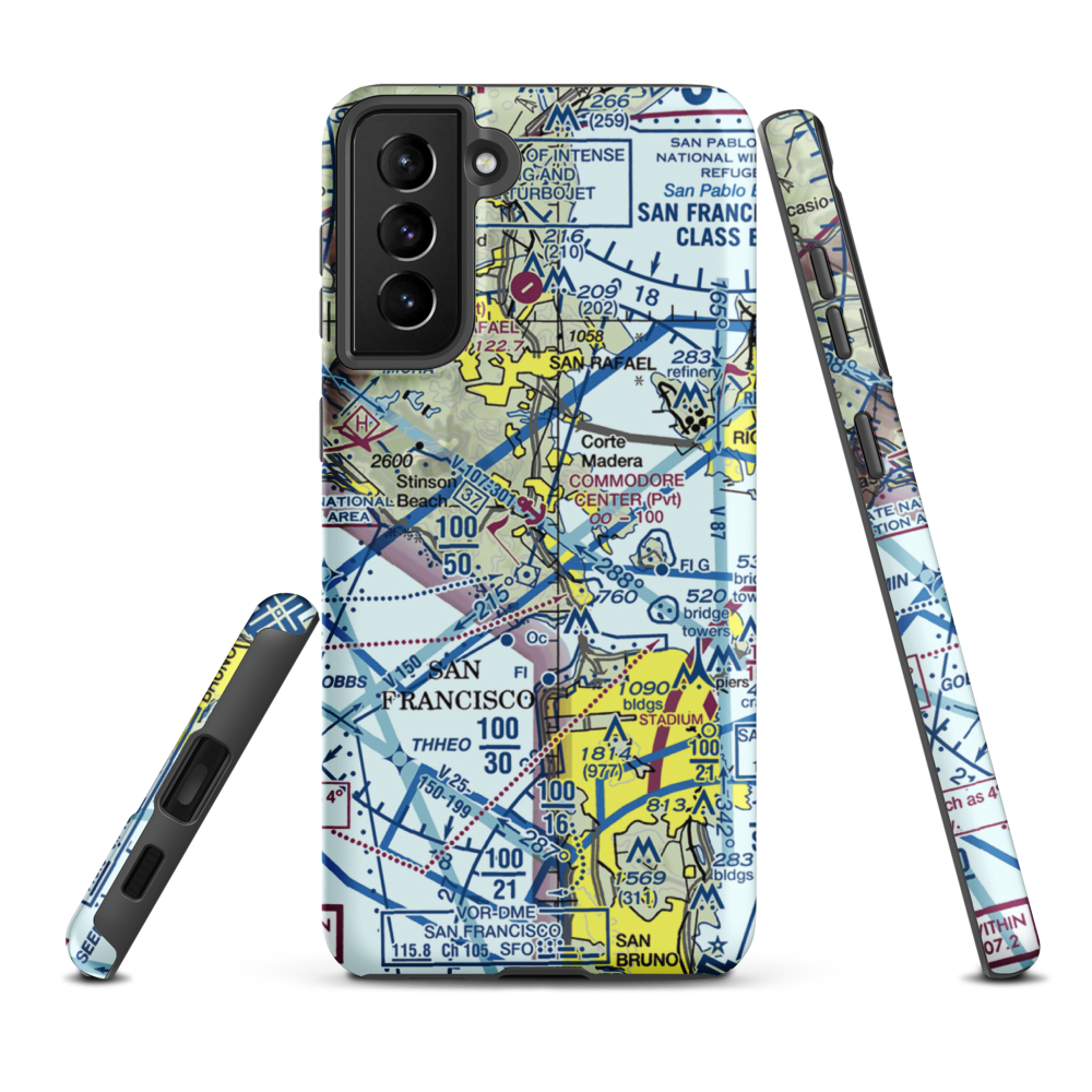 Commodore Center Seaplane Base (22CA) VFR Sectional Samsung Phone Case Samsung Galaxy S21 Plus model shown