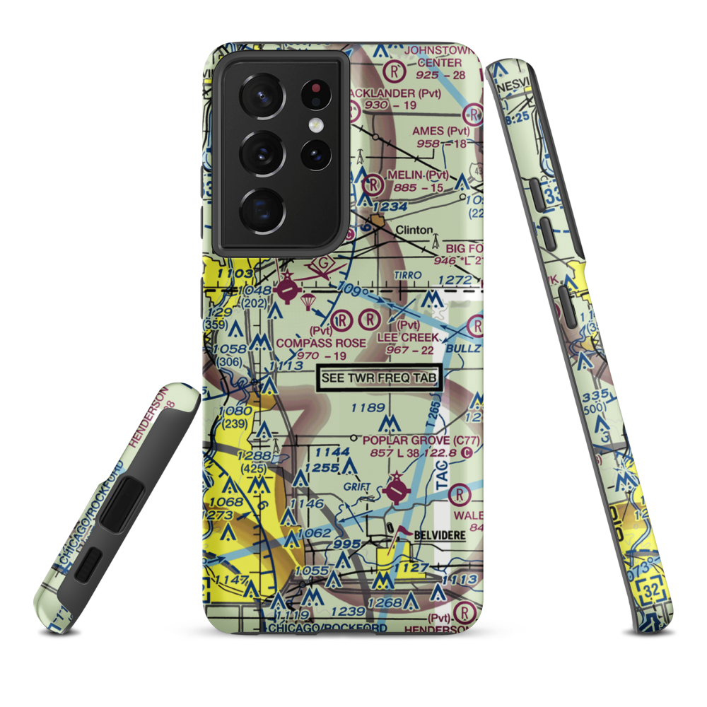 Compass Rose Airport (LL87) VFR Sectional Samsung Phone Case Samsung Galaxy S21 Ultra model shown