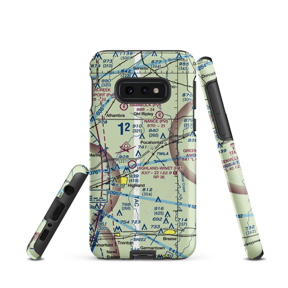 Compton Airport (3LL9) VFR Sectional Samsung Phone Case Samsung Galaxy S10e model shown