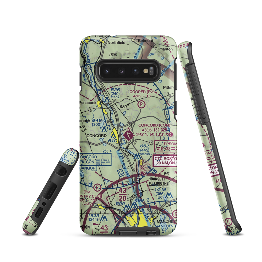 Concord Municipal Airport (CON) VFR Sectional Samsung Phone Case Samsung Galaxy S10 model shown