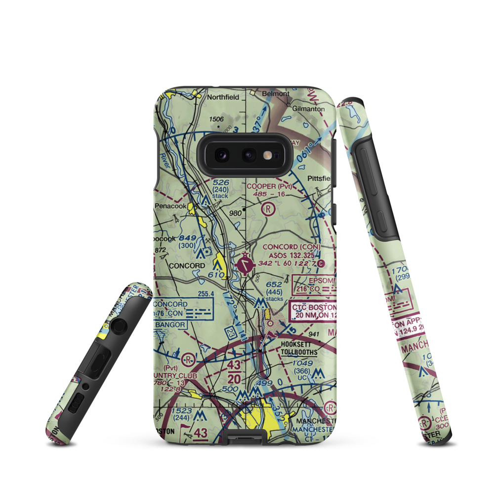Concord Municipal Airport (CON) VFR Sectional Samsung Phone Case Samsung Galaxy S10e model shown