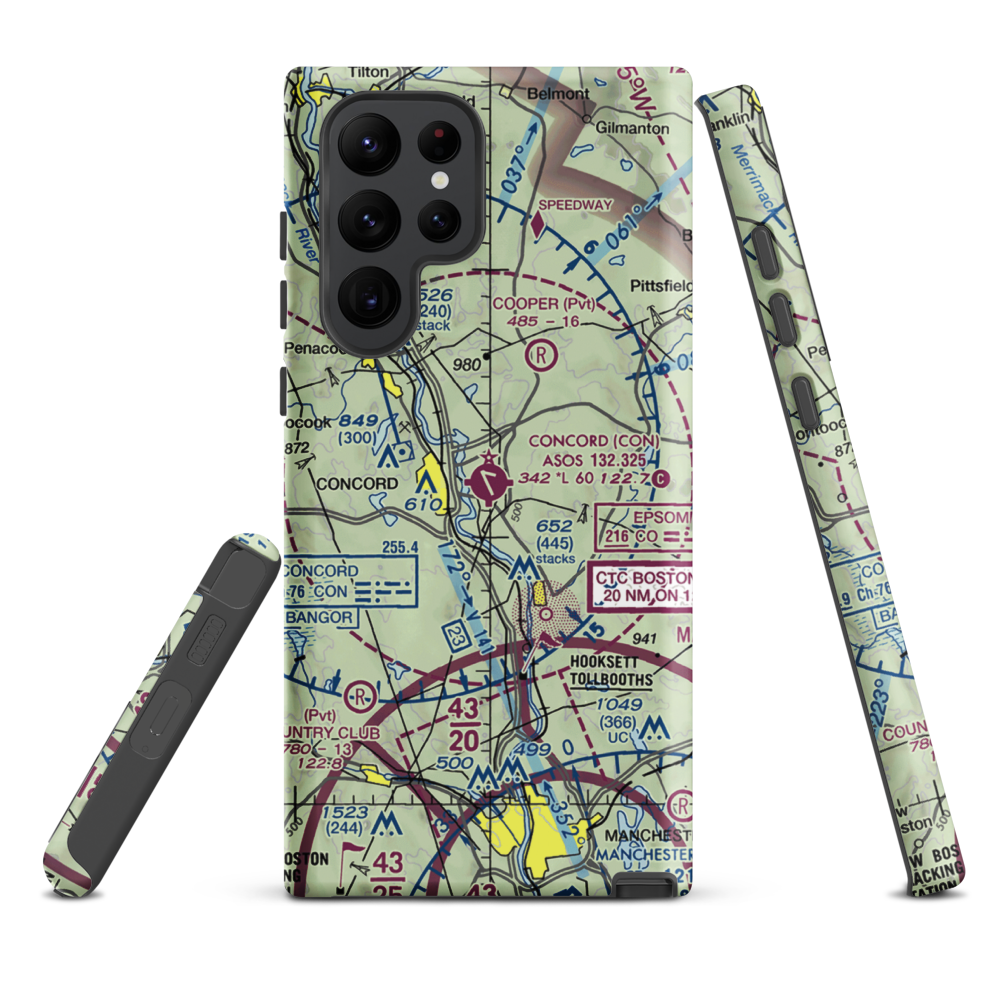 Concord Municipal Airport (CON) VFR Sectional Samsung Phone Case Samsung Galaxy S22 Ultra model shown