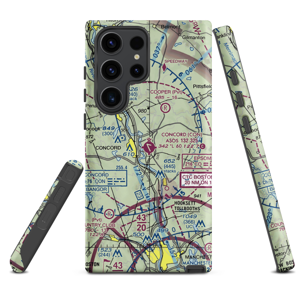 Concord Municipal Airport (CON) VFR Sectional Samsung Phone Case Samsung Galaxy S23 Ultra model shown