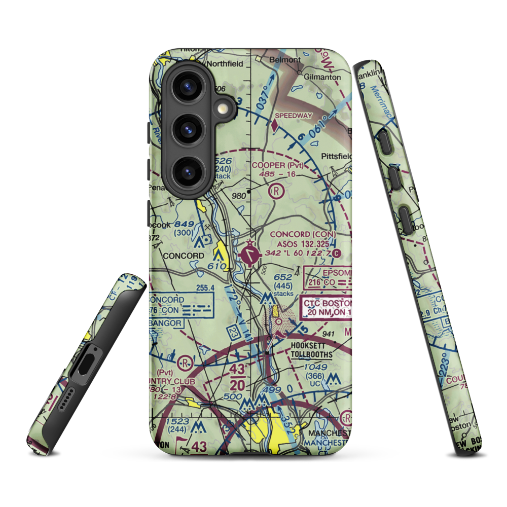 Concord Municipal Airport (CON) VFR Sectional Samsung Phone Case Samsung Galaxy S24 Plus model shown