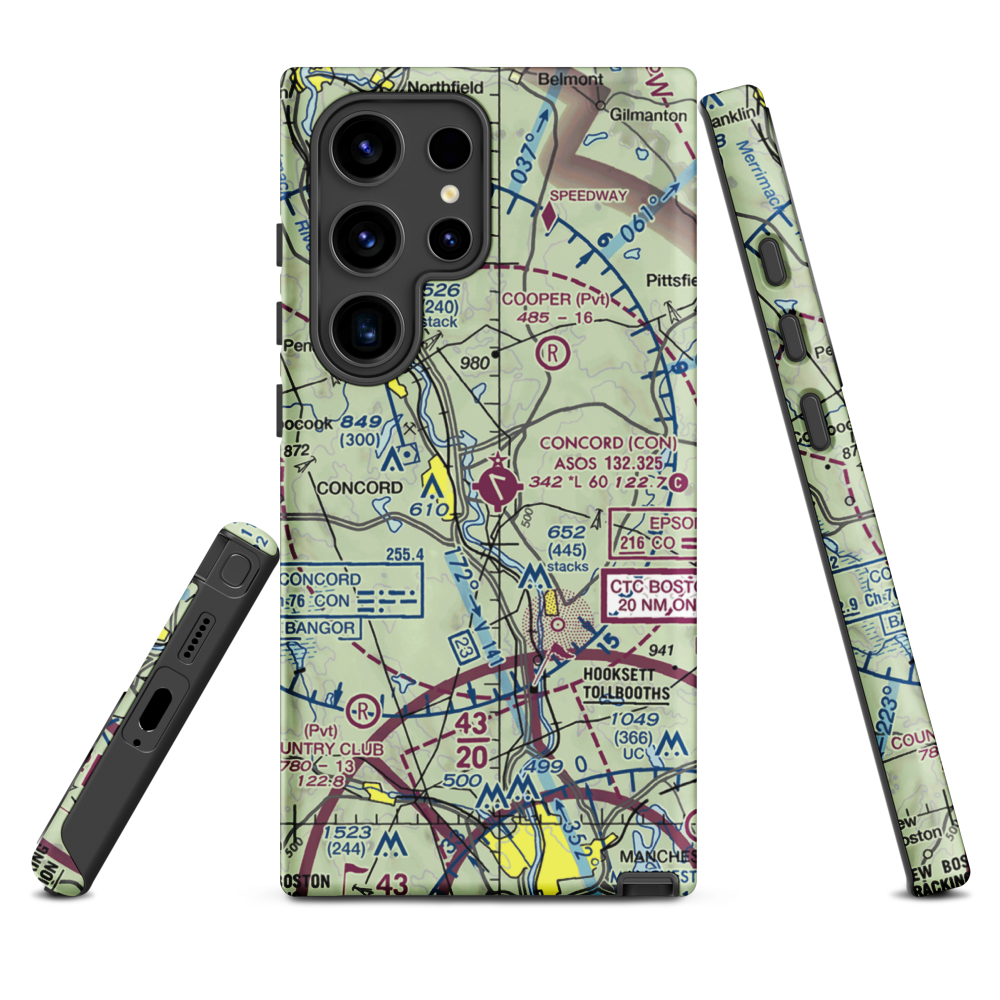 Concord Municipal Airport (CON) VFR Sectional Samsung Phone Case Samsung Galaxy S24 Ultra model shown