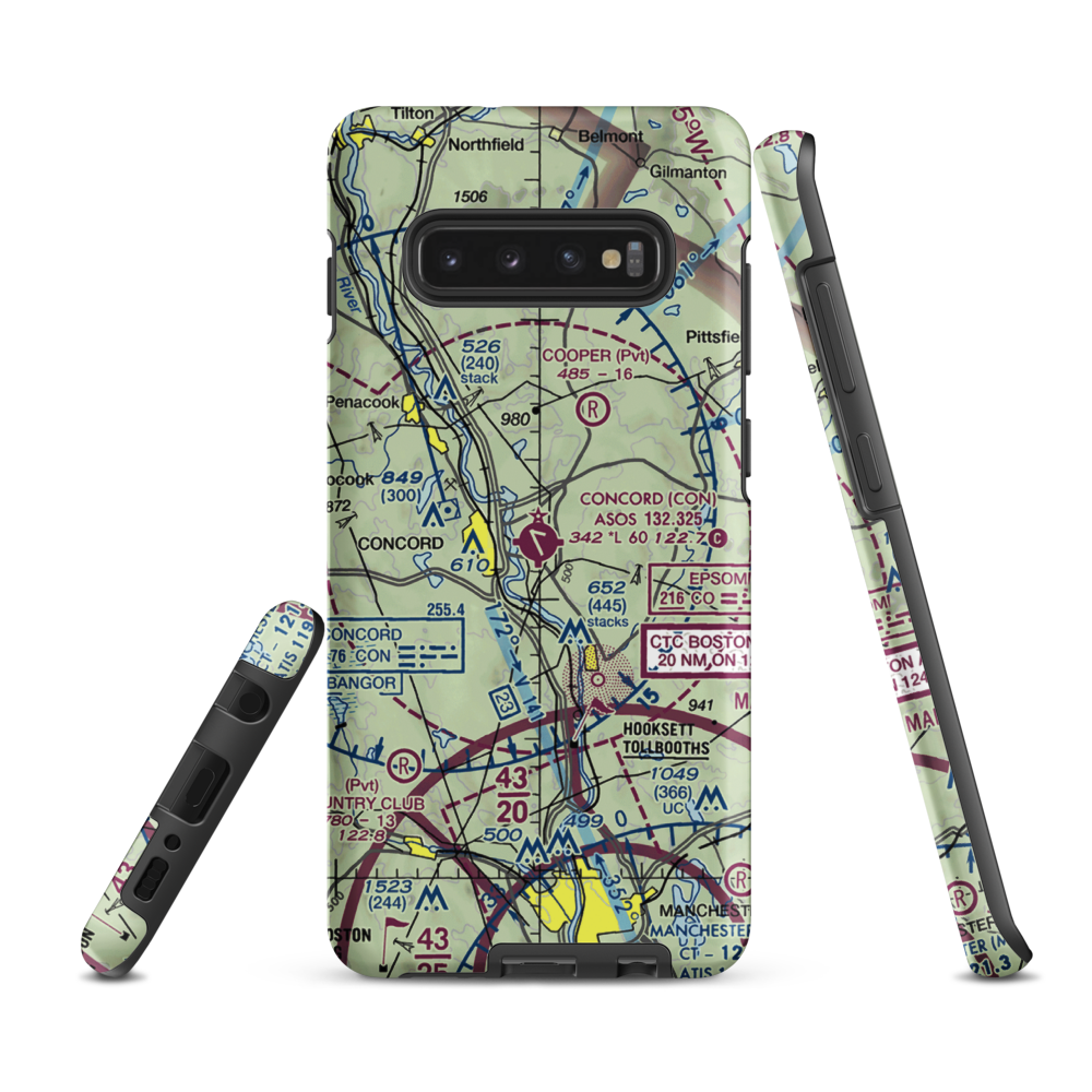 Concord Municipal Airport (CON) VFR Sectional Samsung Phone Case Samsung Galaxy S10 Plus model shown