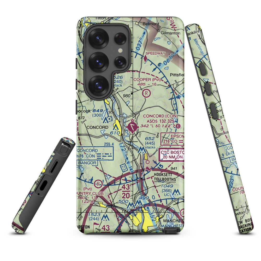 Concord Municipal Airport (CON) VFR Sectional Samsung Phone Case Samsung Galaxy S25 Ultra model shown
