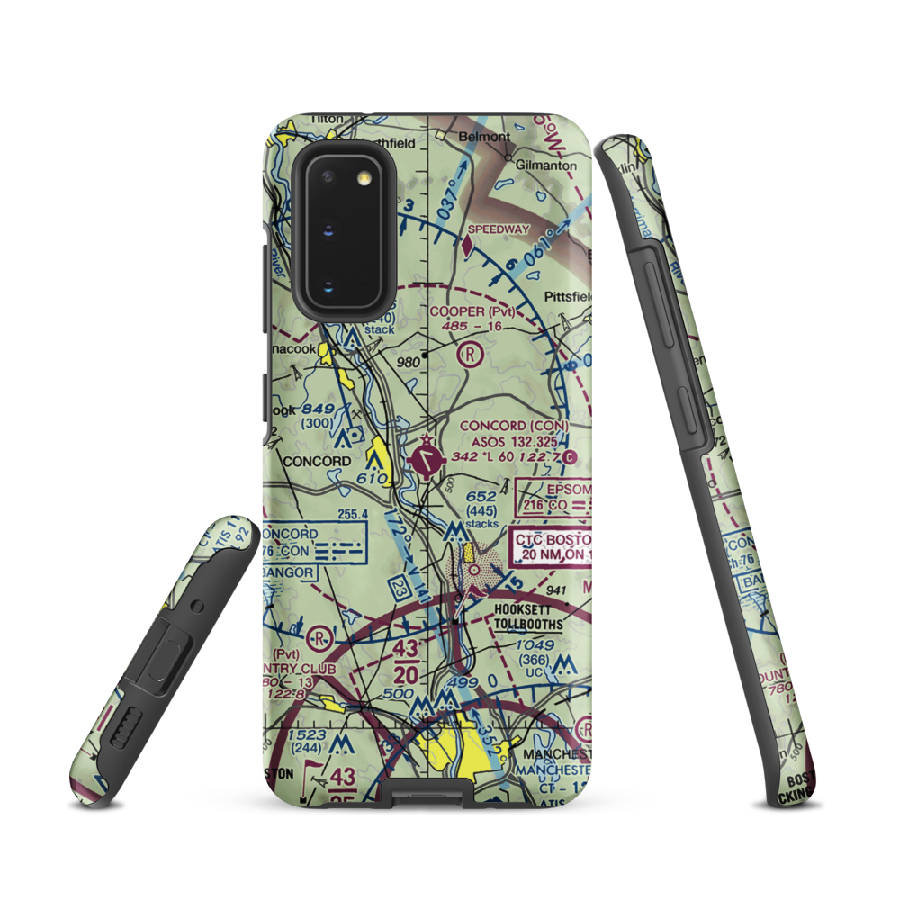 Concord Municipal Airport (CON) VFR Sectional Samsung Phone Case Samsung Galaxy S20 model shown