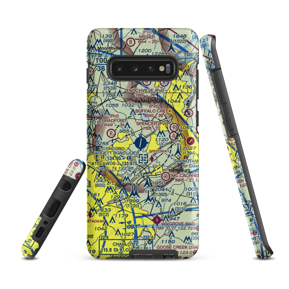 Concord-Padgett Regional Airport (JQF) VFR Sectional Samsung Phone Case Samsung Galaxy S10 Plus model shown