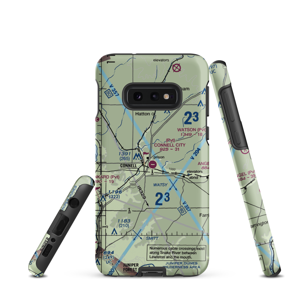 Connell City Airport (WA14) VFR Sectional Samsung Phone Case Samsung Galaxy S10e model shown